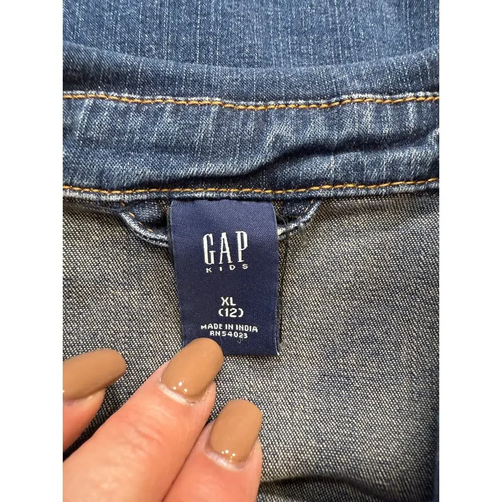 Girl's Gap Denim Double Breasted Denim Blue‎ Jean Jacket Size XL Size 12